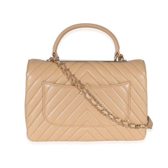 Chanel Beige Chevron Lambskin Medium Trendy Bag - Picture 4 of 7